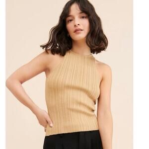 MADEWELL TANK TOP METALLIC GOLD KINTTED SZ XS CUTAWAY PREPPY CHIC SOPHISTICATED